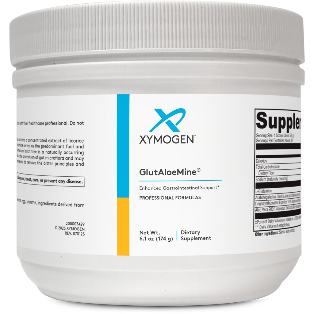 אבקת XYMOGen GlutoeMine - תמיכה ב- Gut Health - 3000 מ"ג L Glutamine עם DGL Deglycyrrhizinated Licorice, Aloe Vera Extract, Arabinogalactan for GI בריאות (6.1 oz)