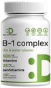 ויטמין B1 500 מ"ג עם Benfotiamine, 240 קפסולות - 2 ב-1 פורמולה משופרת - שומן & מים Soluble Thiamine B1 - צד שלישי נבדק, non-GMO, No Gluten Gluten