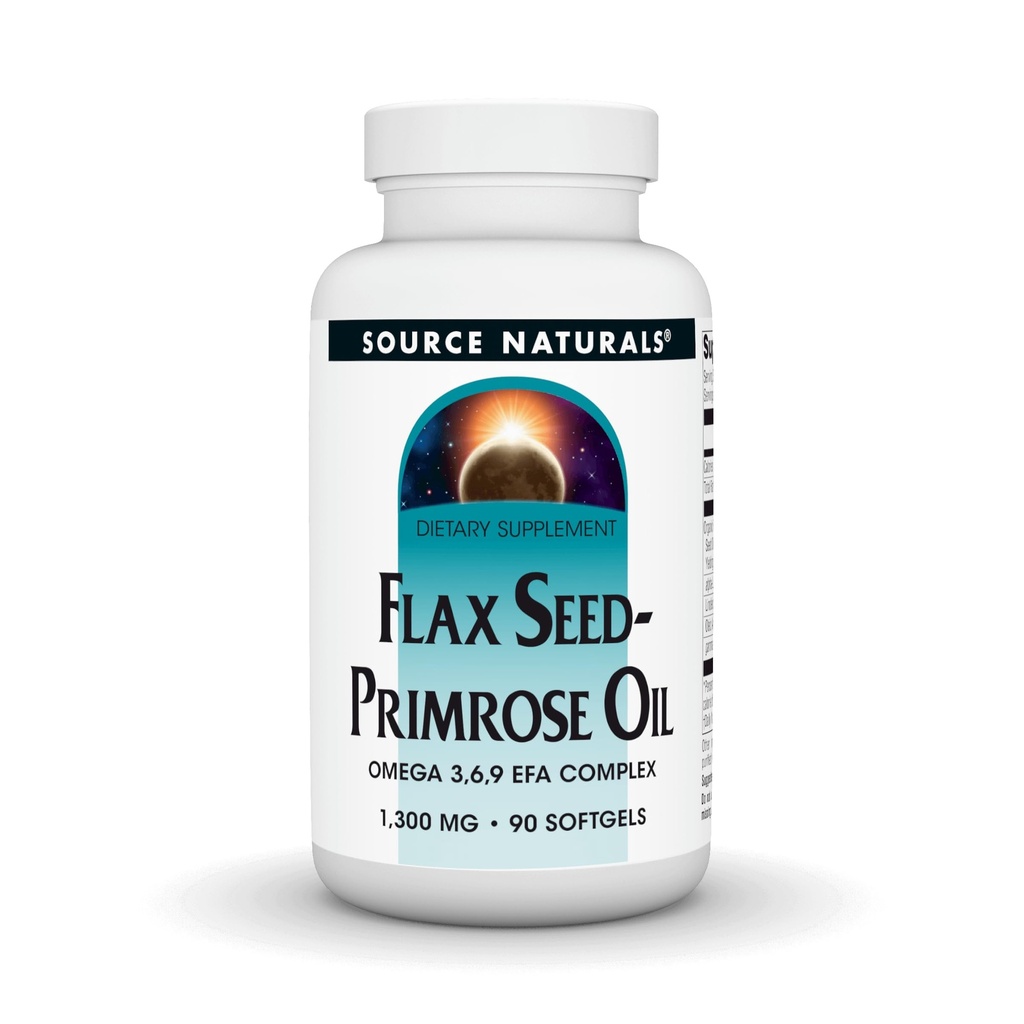 מקור Naturals Flax Seed-Primrose Oil, אומגה 3,6,9 EFA Complex, 1300 מ"ג - 90 Softgels
