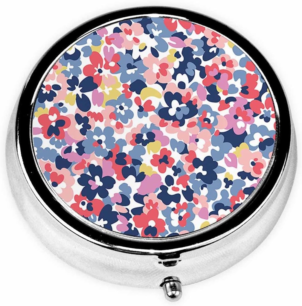IBILIU Medicine Pill Watercoloral Colorful Scatter Flowers Box for Pocket Metal Medicine מארגן 3 השוואתי