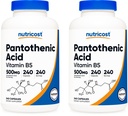 Acid Pantothenic Acid (Vitamin B5) 500 מ"ג, 240 קפסולות (2 בקבוקים)