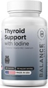 איזון תוסף התמיכה Thyroid עם Iodine, L-Tyrosine, ויטמין B12 & Selenium, 30 Veg כמוסות - אנרגיה, Metabolism & Focus Support