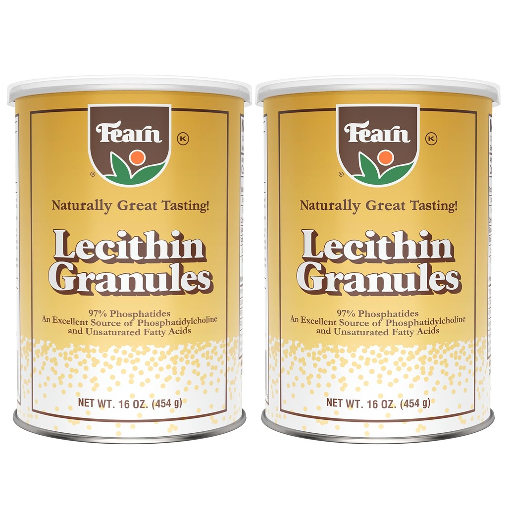 Fearn Natural Foods Soy Lecithin Granules - מפיץ שומן עם חומרים מזינים חיוניים לבריאות, משפר טקסט של עוגות, לחם וחניכיים, 16 Oz (Pack of 2)
