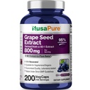 NusaPure Grape Seed לחלץ 40,000 מ"ג ל Caps, 200 קפסולות טבעוניות, סטנדרטי, non-GMO, Gluten Free, Resveratrol