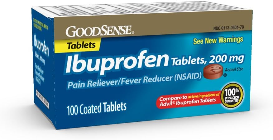 GoodSense 200 מ"ג Ibuprofen Tablets, Fever hydror ו כאב הקלה של כאבי גוף, כאבי ראש, דלקת פרקים כאב ועוד, 100 Count