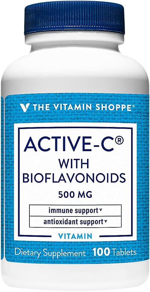 ויטמין Shoppe Active-C עם Bioflavonoids, תומך Immunity, ו-Vircular Health, Antioxidant, 500 MG (100 טבליות)