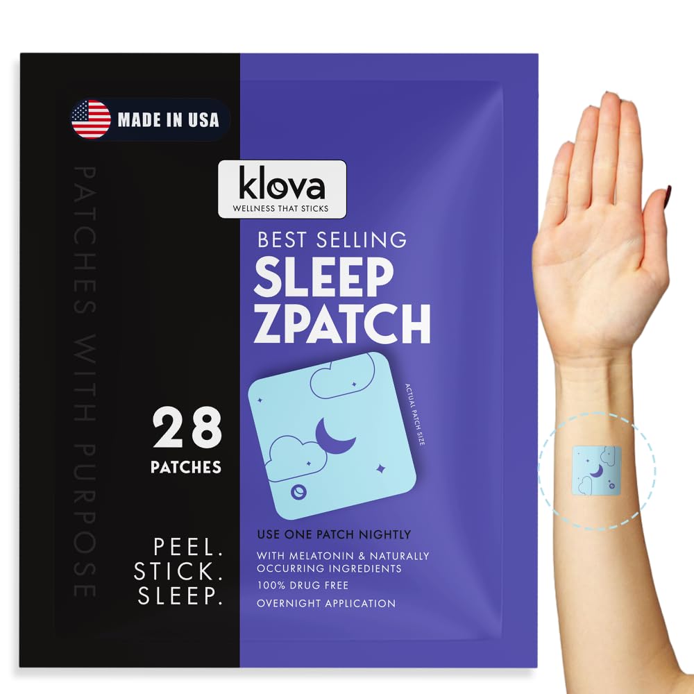 Klova ZSleep Patches למבוגרים | Sleep Aid with Melatonin, Ashwagandha, ולריאן, GABA & L-theanine | Fall Asleep Faster, Stay Asleep Longer & Wake Up רעד | 28 Sleep Patches