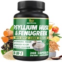 BMVINVOL Psyllium Husk סיבים תוספת עם Fenugreek, Apple Cider Vinegar, Turmeric, ג'ינג'ר, Black Pepper- Digest Support - 240 קפסולות