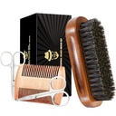 Beard Brush for Men, Boar Bristle Black Walnut Wood Beards ו- Mustaches Grooming Set כולל Pure Boar Bristle Beard Brush, Beard Comb, Mustachesors, ו- Travel Bag Bag