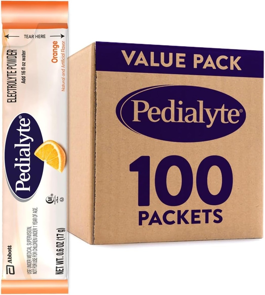 Pedialyte Electrolyte אבקת Packets, כתום, שתייה לחות, 100 יחיד המשרת אבקת Packets