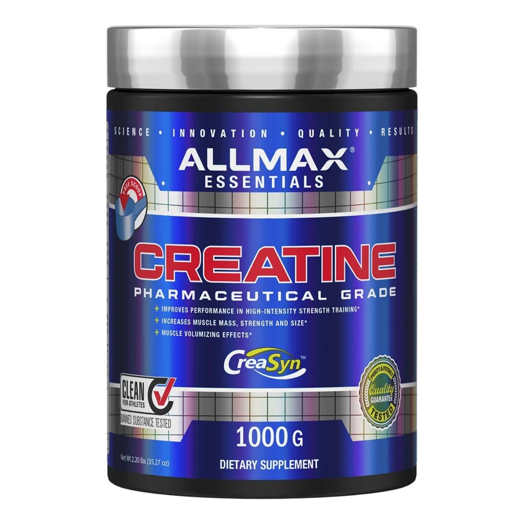 AllMAX Essentials CREATINE - 1000 גרם אבקה - משפר את הביצועים והאימונים - טבעוני וגלוטן חינם - 200 משרתים