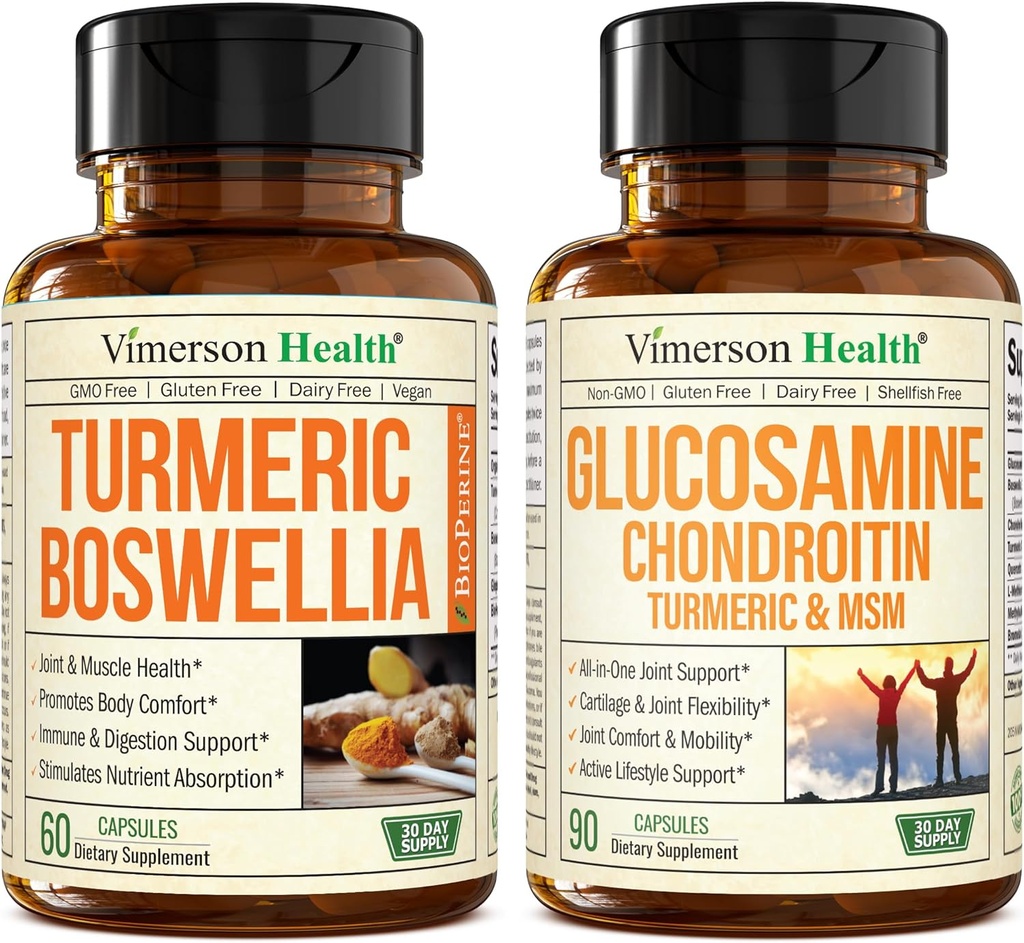 תוסף Turmeric Curcumin עם Boswellia Serrata Extract & Glucosamine Chondroitin MSM ו- Turmeric תוסף