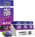 עיצוב תזונתי LPS נוזל קולגן & Whey חלבון תוספת - משקה non-GMO, סוכר חינם - מקדם עור בריא שיער לגברים ונשים, Grape, Single Serve (50 Packets)