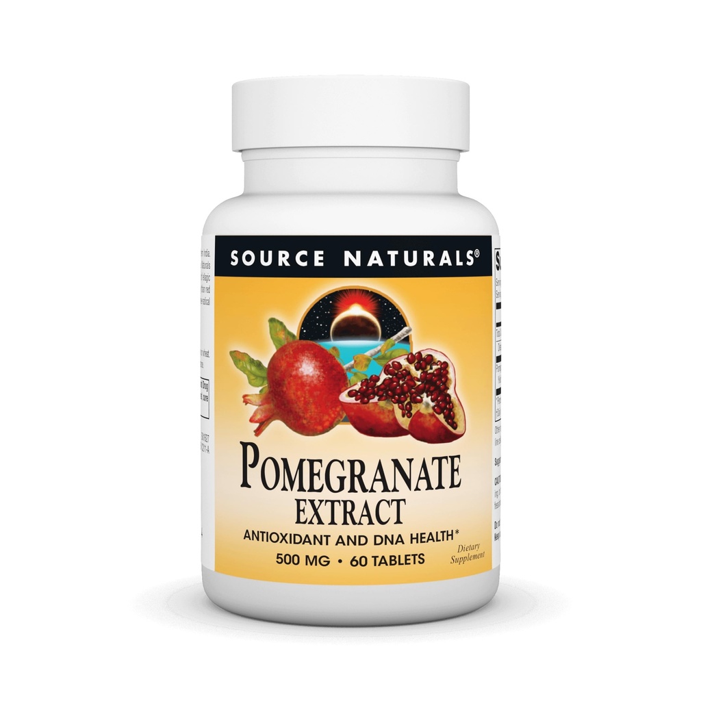 מקור Naturals Pomegranate Extract 500 מ"ג שלם פירות אלהgic Acid Antioxidant והוספת סיבים - 60 טבליות