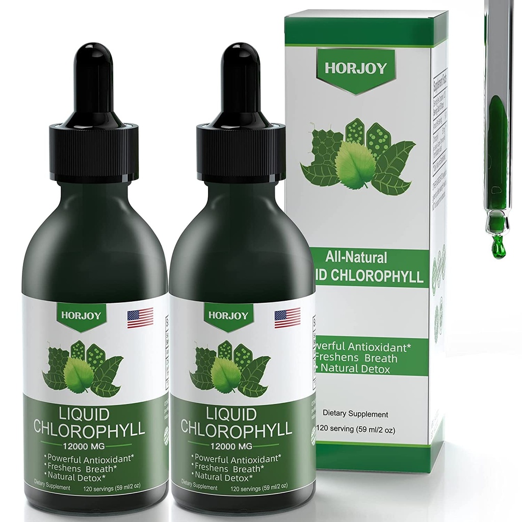 Chlorophyll נוזל טיפות - 100% אנרגיה טבעית Booster ו- Immune Support - פנימי Deodorant ו Detox - Altitude Sickness Relief - קיצור מהיר, טבעוני ו- non-GMO - 120 משרתים (Pack of 2)