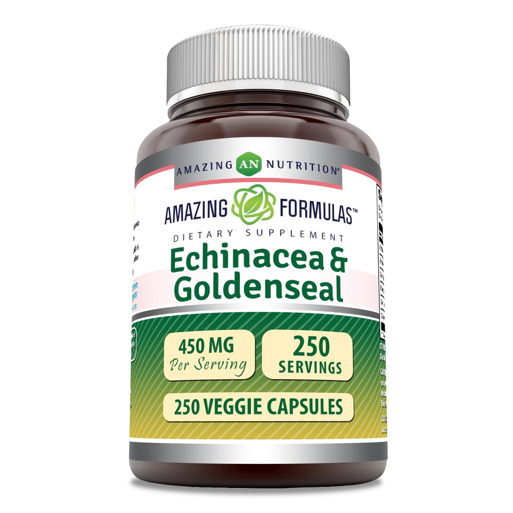 פורמולות מדהימות Echinacea עם תוסף זהב | 450 Mg | Veggie קפסולות | Non-GMO | Gluten Free | Made in USA (1 Pack, 250 Count)