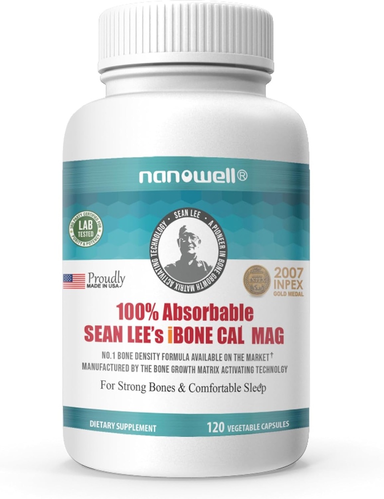 NANOWELL שון לי's iBone Cal Mag - Bone Health, Calcium & Magnesium תוסף - 120 קפסולות ירקות, 30 יום אספקה