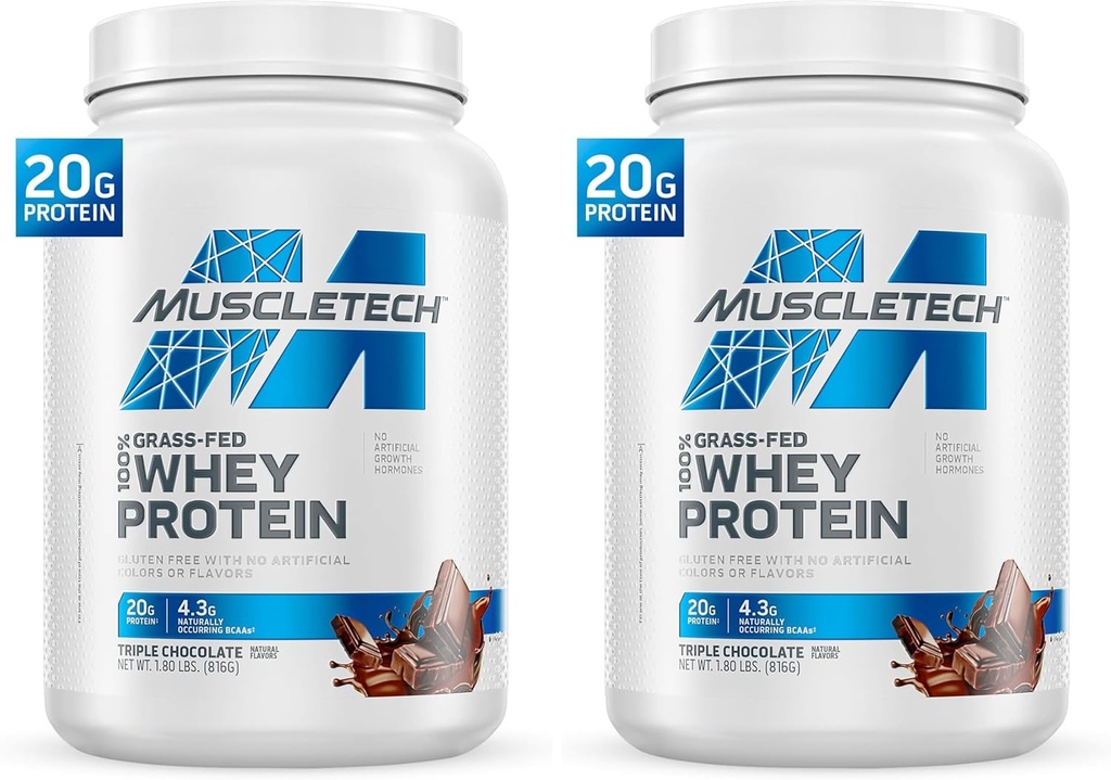 שרירן GPS פד אבקת חלבון Whey עבור רווח שרירים, הורמון גדילה חינם, non-GMO, Gluten חינם, 20g חלבון + 4.3g BCAA, שוקולד משולש, 1.8lbs (Pack of 2)
