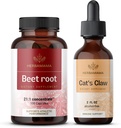 HerBAMAMA Beet Root and Cat's Claw Kit - Bundle של 21:1 ריכוז באט שורש וקט של Claw Tincture 2 oz - טבעוני, Non-GMO, סוכר ואלכוהול חינם - 2 Pack Pack