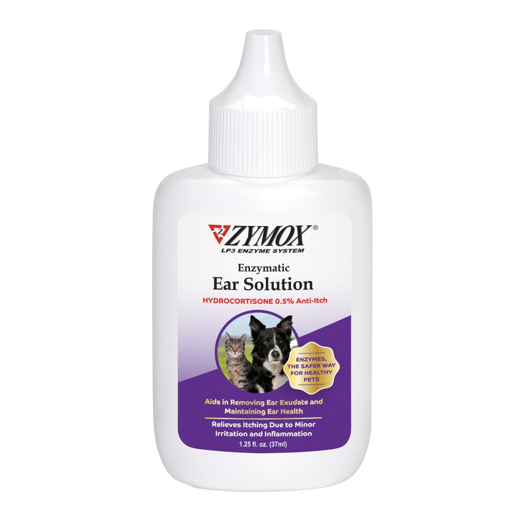 ZYMOX Enzymaticאוזן פתרון עם 0.5-Percent hydrocortisone, עבור כלב וחתול, 1.25 oz