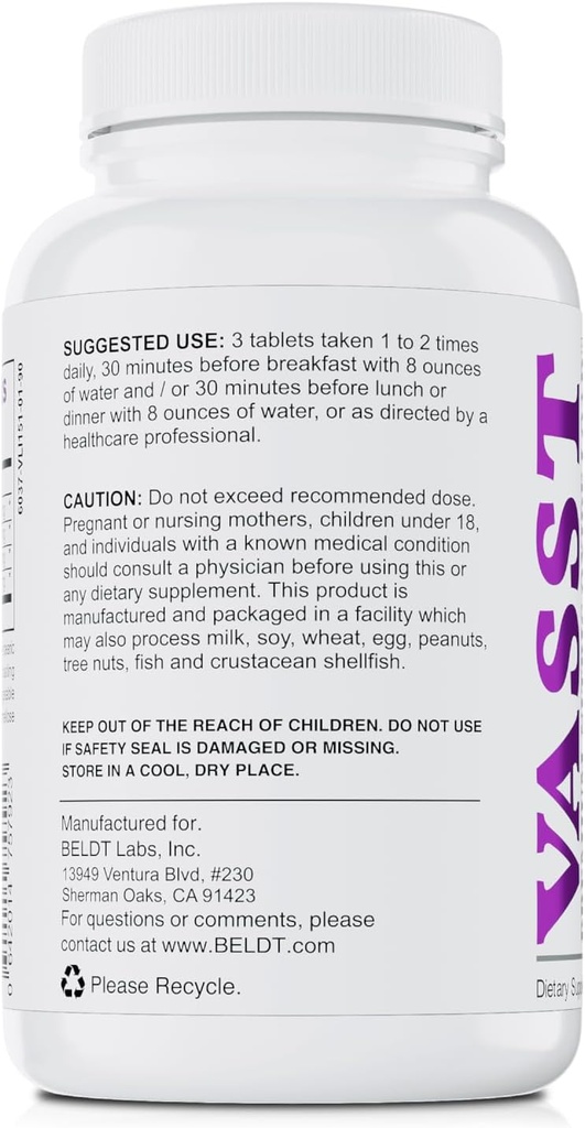 BELDT Labs VASST Nitric Oxide Booster, N.O. תוספת עם יותר מ-3,000 מ"ג של Arginine-AKG, GKG, ו- L-Arginine HCL עבור בניין שרירים ולהגדיל את וחילוניות - 90 טבליות