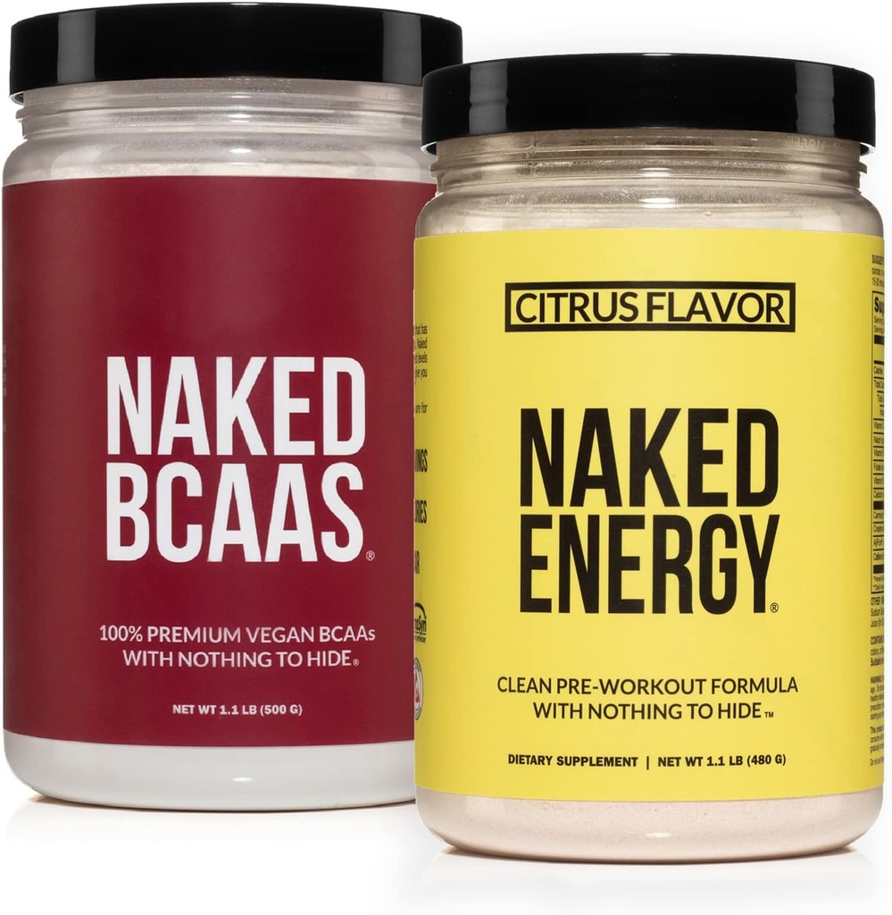 NAKED Vegan Energy and Performance Bundle Citrus Energy BCAAS Amino Acids אבקת