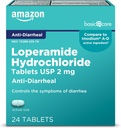 בסיסי טיפול Loperamide hydrochloride טבליות, 2 מ"ג, Anti-Diarrheal, 24 Count (Pack of 1) (Packing עשוי להשתנות)