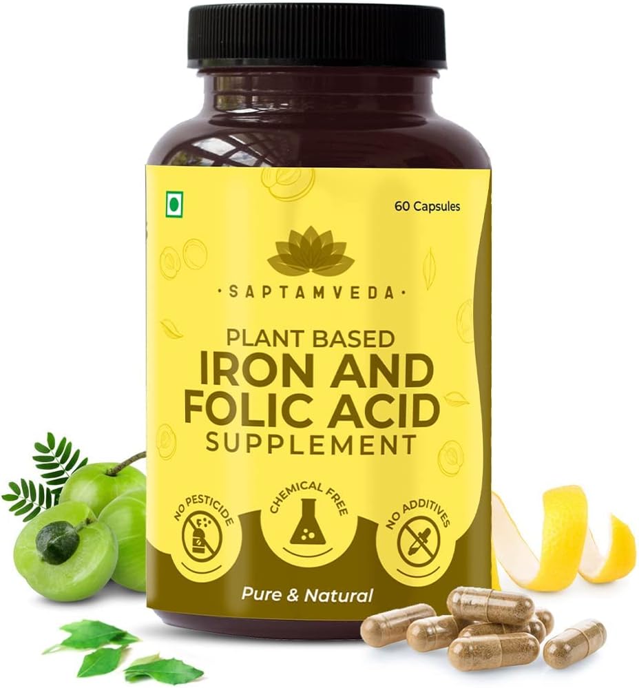 ברזל טבעי Kavir ו Folic Acid עם ויטמין C 60 Veg קפסולות