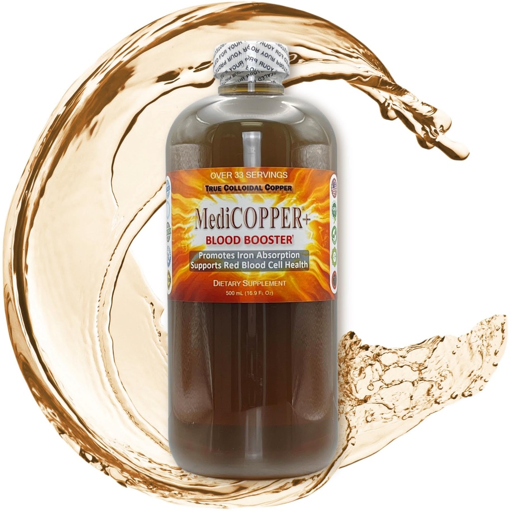 MediCOPPER® Plus Blood Booster True Colloidal Copper CuNP Nutritional תוסף - 500 מ"ל ב Clear פלסטיקבק