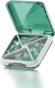 Small Pill Box Waterified Travel Pill Case Portable Daily Pill Container Pill Holder for Purse 4 השוואתיות Pocket Compact Medicine מארגנת עבור שמן דגים, Supplements (Green)