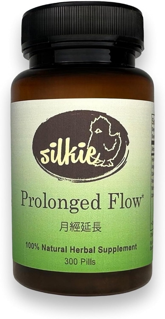 Silkie Prolonged Flow תוסף - Hormonal Balance Support, Decreases & Regulates Menstrual Cycle, Hot Flashes & Night Sweats Relief, 300 Counts & Regulates