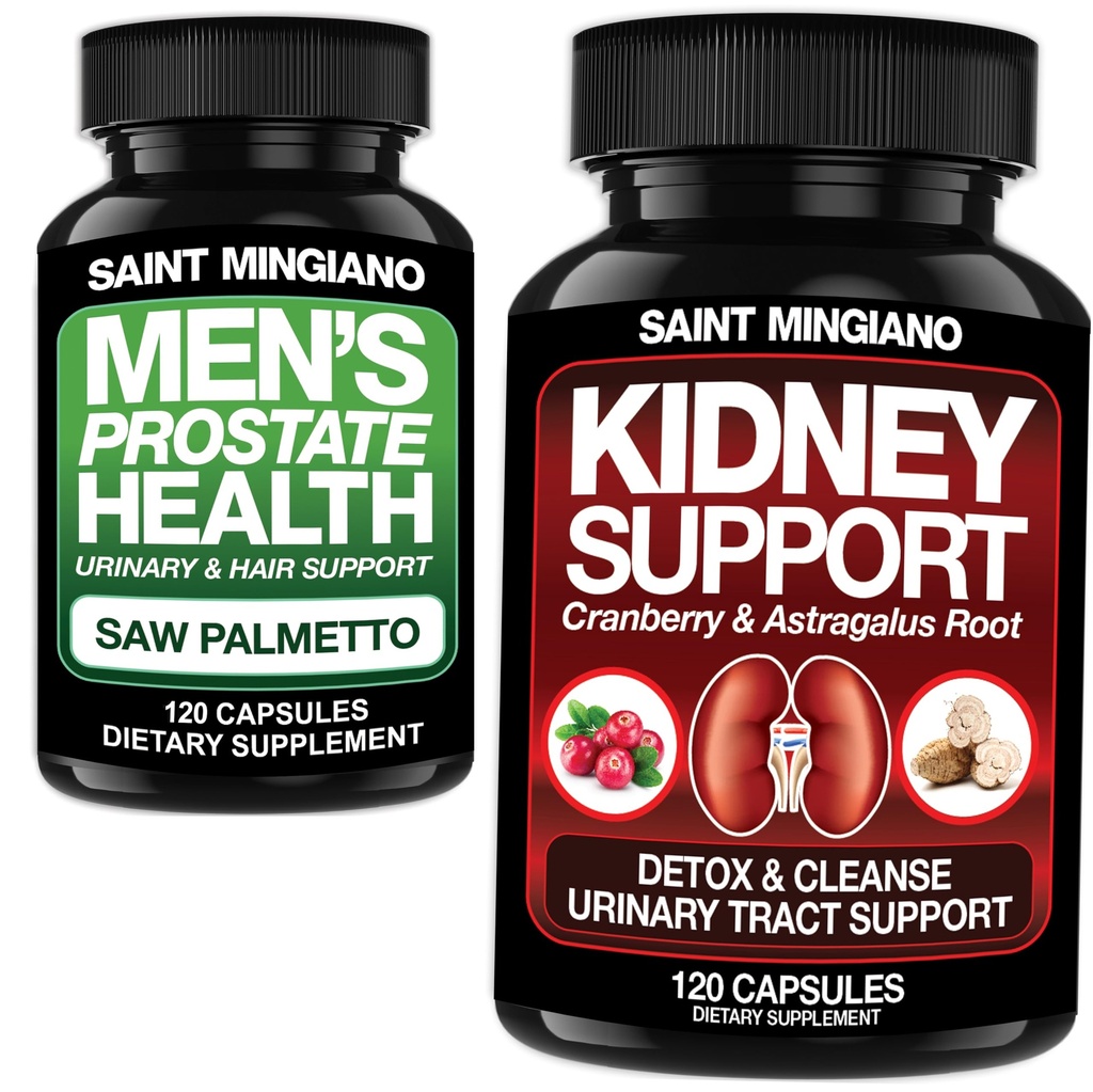 Kidney Support Cleanse Detox & Repair 120 Casuals - Together with - Men's Prostate Health Advanced Prostate Supplements - 120 Capsules