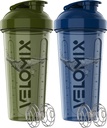 VELOMIX -2 Pack- 28 oz חלבונים Shaker בקבוקי חלבון למיקסים חלבונים - 2x Wire Whisk | Leak Proof Shaker Cups forחלבון Shakes | Pre Workout Shaker Bottle | Shakers for Proteins-Green & Blue & Blue
