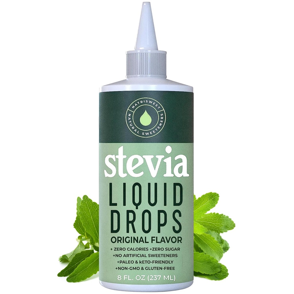Stevia נוזל טיפות, 8 Fl oz, 1823 משרתות, טיפות מבוזר טהור עם Zero Calories & Zero Carbs, סוכר טעים substitute גדול עבור Keto & Paleo דיאטות, על ידי Natri Sweet
