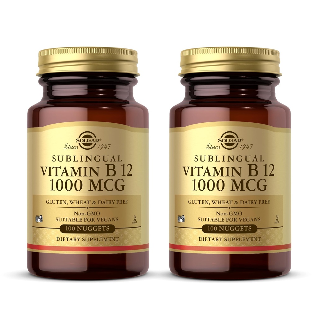 Solgar Sublingual ויטמין B12 1000 mcg - 250 Nuggets, Pack of 2 - Non-GMO, טבעוני, Gluten Free, Milk Free, כשר - 500 Totalשרתים