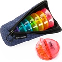 טיולי גלול 2 פעמים ביום, AM/PM מכילות 7 ימים Ultralight Portable Canvas Bag Pill Box for Medicine, ויטמינים, שמן דגים, תוספים (Denim)