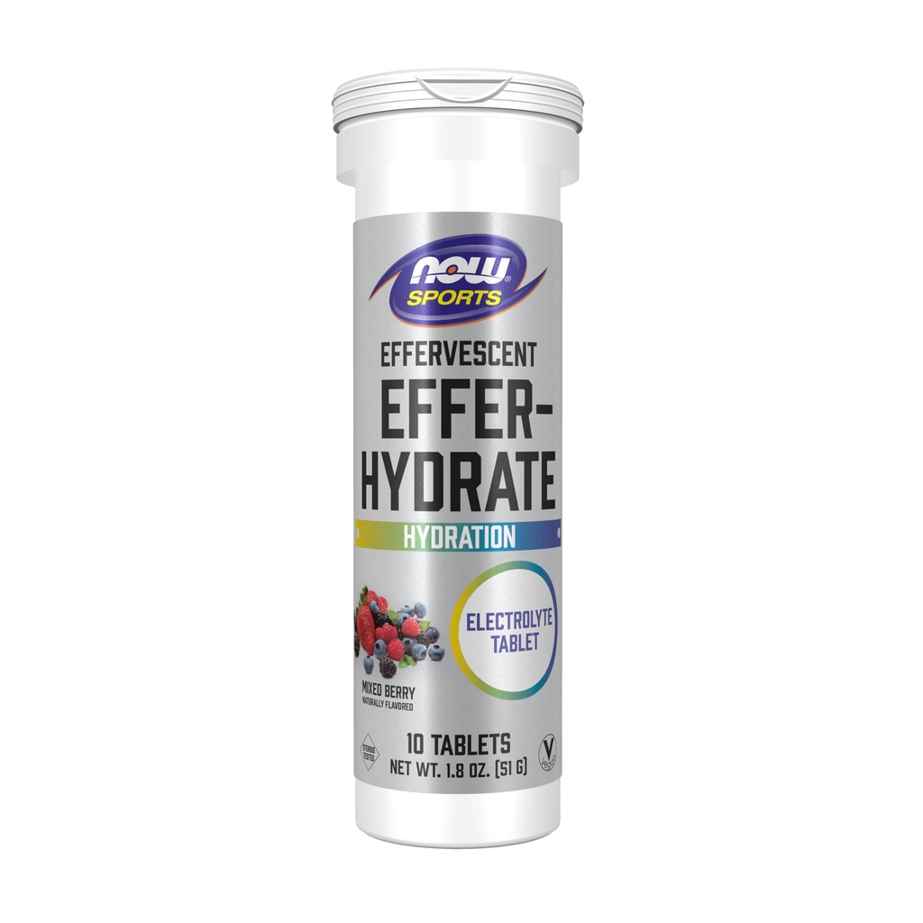 Now Foods Sports Nutrition, Effer-Hydrate, Electrolyte תוסף, Recovery*, מעורב ברי, 10 טבליות