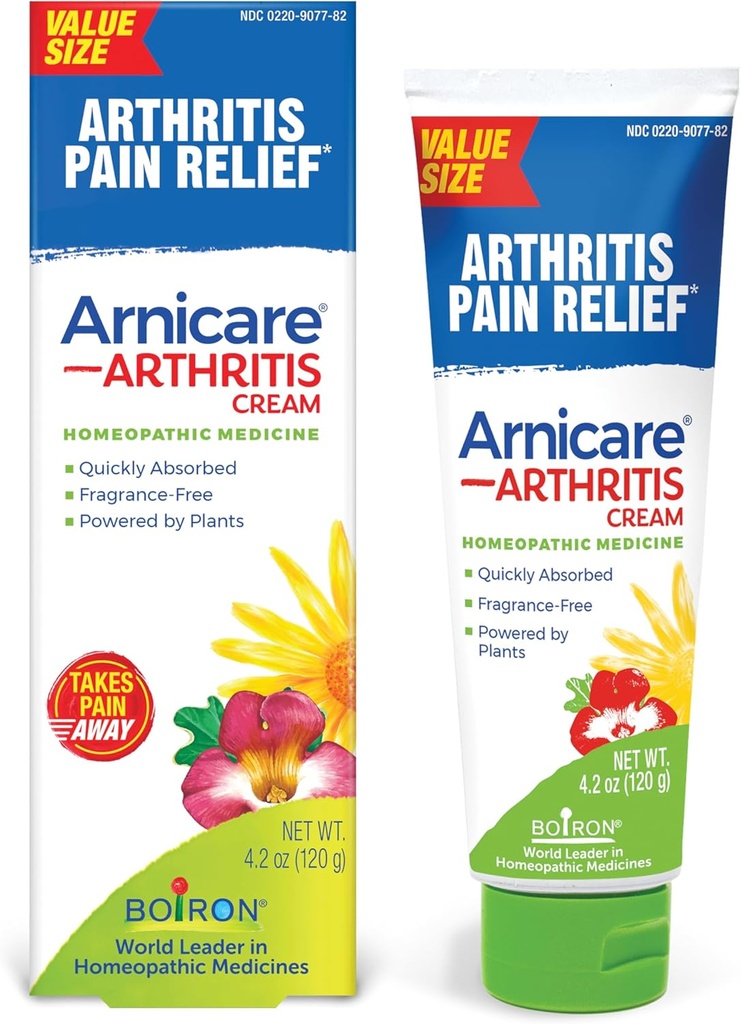 Boiron Arnicare Arthritis Cream for Pain Relief of Knees, Hands, Wrists, Elbows, Joints & השרירים - Quickly Absorbed & Smell-Free - 4.2 oz