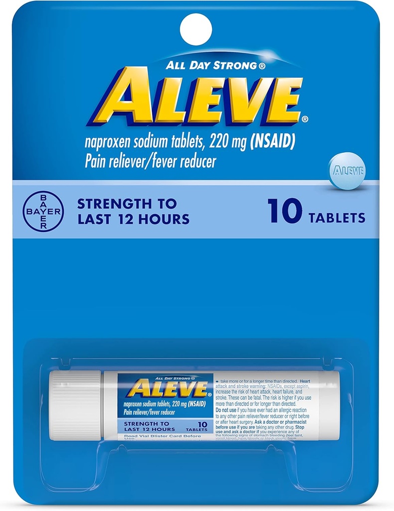 Aleve Pain Reliever / Fever להפחית טבליות, 220 מ"ג 10 ea (Pack of 3)