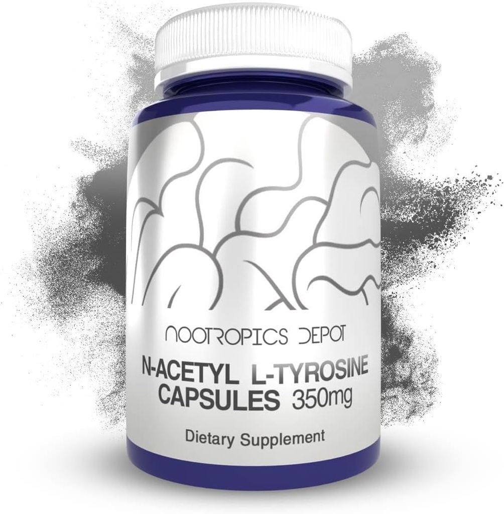 Nootropics Depot N-Acetyl L-Tyrosine קפסולות | 350 מ"ג | 240 Count | NALT | Amino Acid Supplement | Natural Supplement | Natural Supplements | Memory, Learning, Focus, Healthy Stress Levels