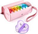Fullicon PU Case Weekly Pill Box Organiser 2 Times A Day, Travel 7 Day Pill Boxes, Portable Tablet Organiser for Medicine, Medicine, Vietnam, שמן דגים (Pink/Rainbow)