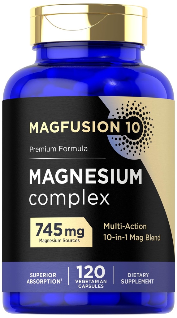 Magnesium Complex תוסף 745 מ"ג | 120 קפסולות | 10 ב 1 בלנדרה | Vegetarian, non-GMO, Gluten Free