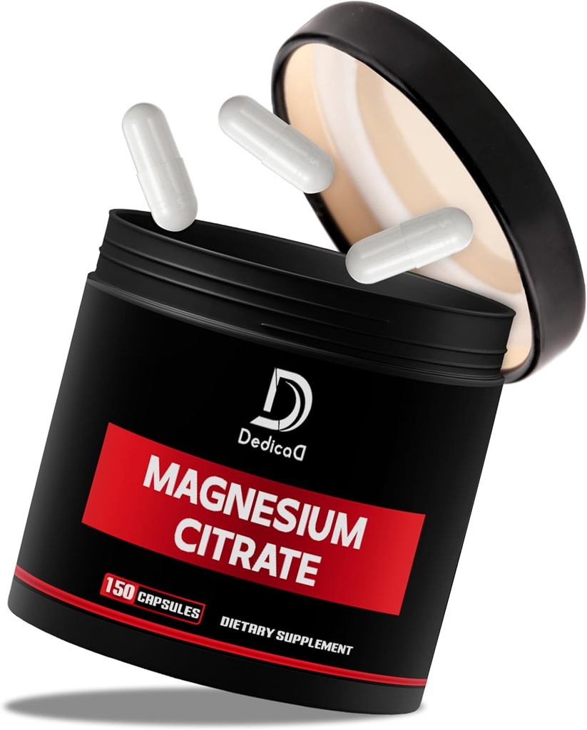 Magnesium Citrate 500 מ"ג קפסולות (Citrato de Magnesio) - תוסף מגנזיום טהור לתמיכה במערכת העיכול, שריר Mass & אנרגיה הפקה - 150 קפסולות עבור 5-מונטה אספקה