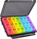 ZIKEE Weekly Pill מארגנת 3 פעמים ביום עם Moisture-Resistant Design, Pill Box 7 Day with Light-Proof & Privacy Protection for Travel, Big Weekly Pill Case for Medicines, ויטמינים, שמן דגים