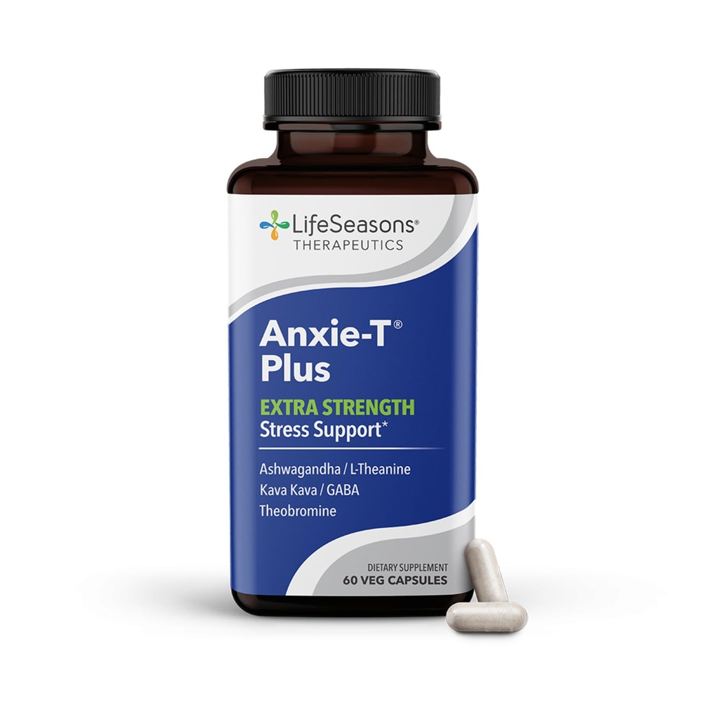 Anxie-T Plus - תוספת חיזוק תוספת להורדת מתח - תמיכה Mood & Mental Focus - Feel Calm ונרגע - Eases Tension & Nervousness - Ashwagandha, Kava Kava Kava, GABA & L-theanine - 60 קפסולות