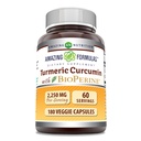 פורמולה מדהימה Turmeric Curcumin עם תוסף Bioperine | 2250 מ"ג ל- Veggie קפסולות | Non-GMO | Gluten-Free | Made in USA (1 Pack, 180 Count)