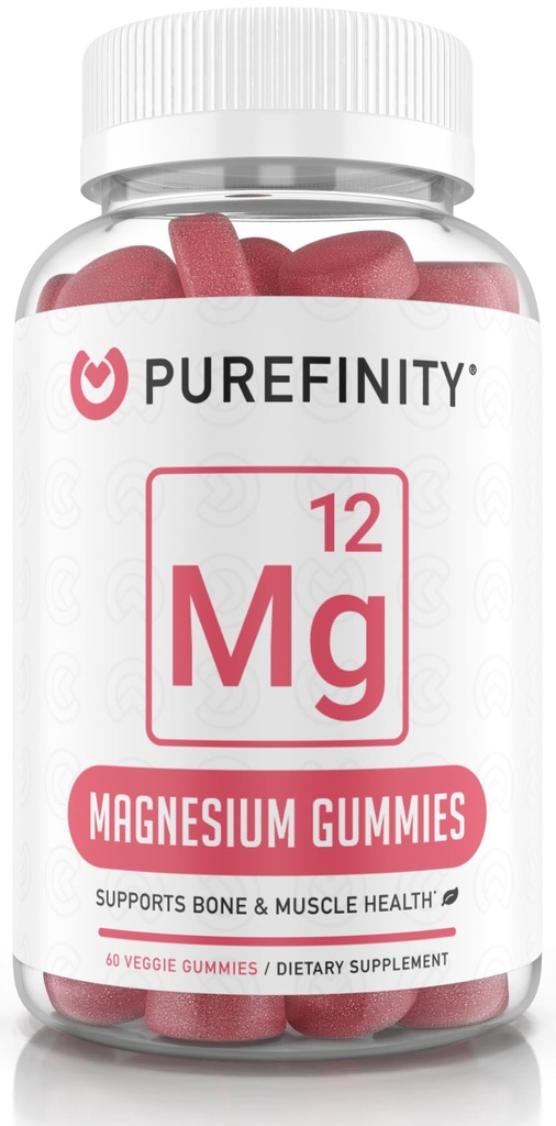 Magnesium Citrate Gummies 600 מ"ג למבוגרים - תוספת גבוהה של Absorption עבור Cramps, שריר התאוששות, שינה, עצמות ותמיכה אנרגיה - non-GMO, Allergen חינם - 60 מסטיקנים טבעוניים