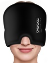 רק CARE Migraine הקלה Cap, Soothing Migraine Mask, Upgraded Odorless Gel Ice Head Wrap, Hot and Cold Therapy, FSA-HSA Eligible Headache Pack for Tension and Stress (Black)