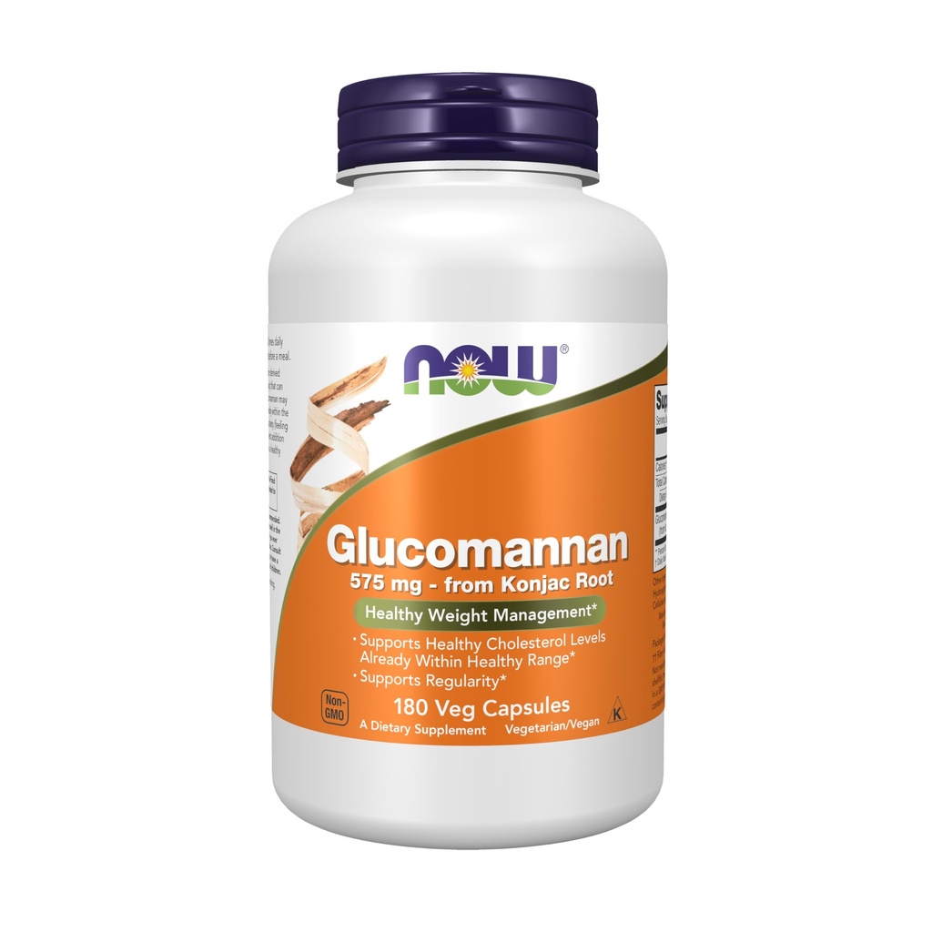 תוספי מזון עכשיו, Glucomannan (Amorphophallus konjac) 575 מ"ג, תמיכה סדירות*, ניהול משקל בריא *, 180 ואג קפסולות
