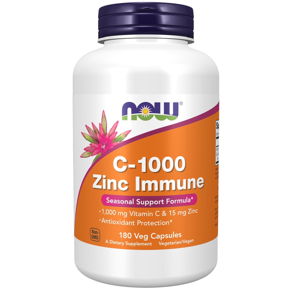 עכשיו תוספי מזון, C-1000 & Zinc Immune, Seasonal Support Formula*, Antioxidant Protection*, 180 ואג קפסולות